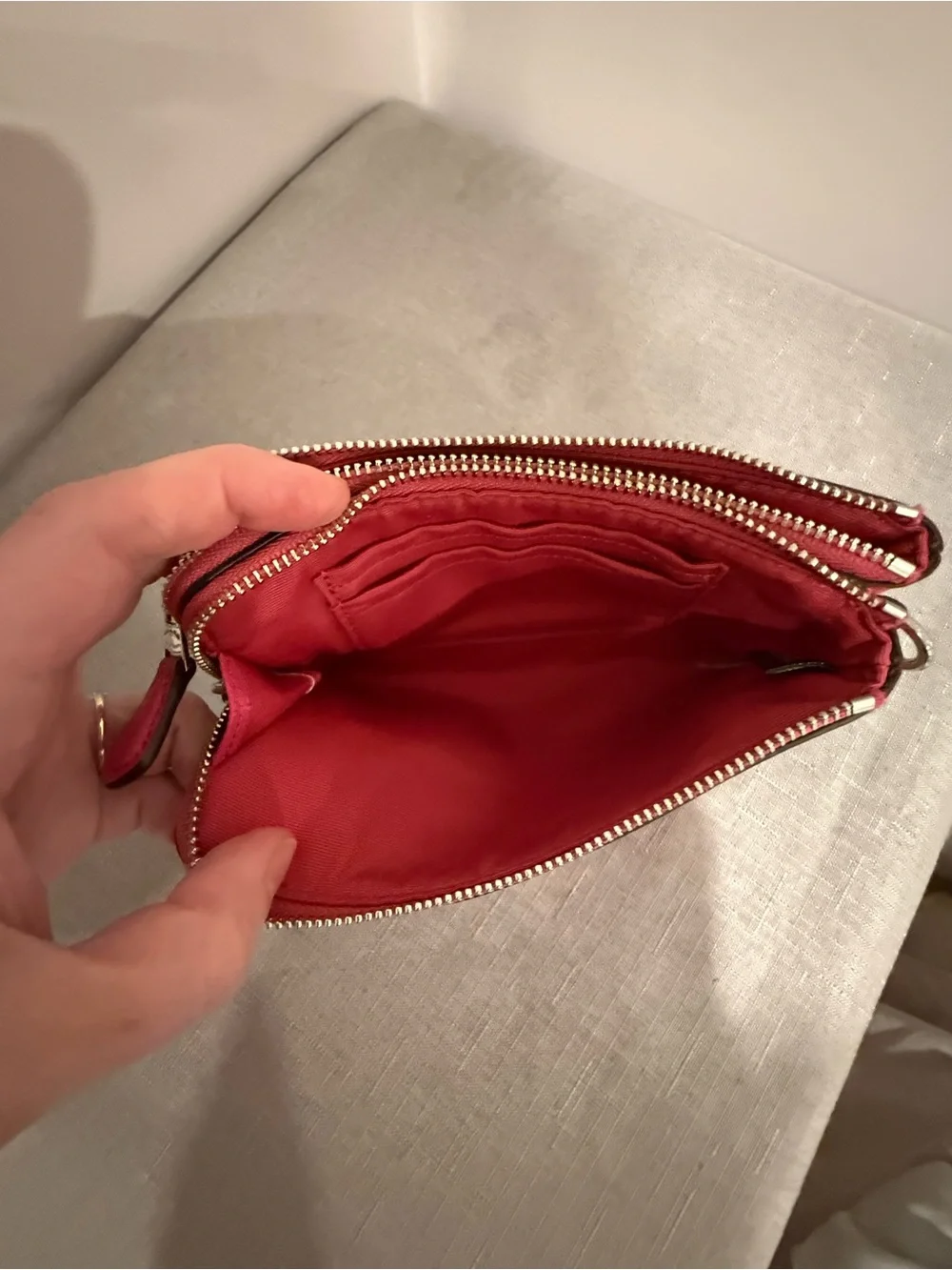 Coach Pebbled Leather Zip Wristlet - Hot Pink
